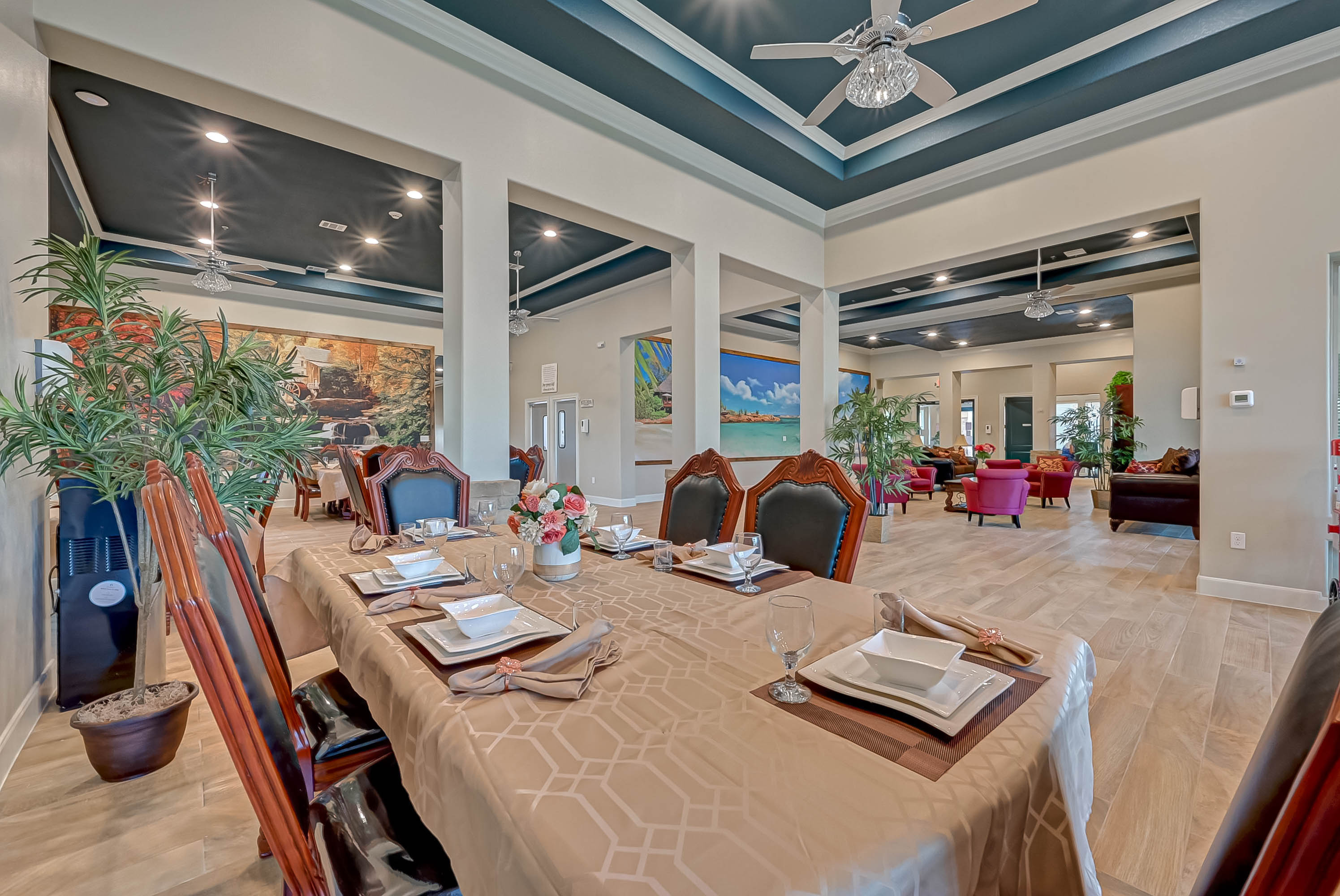 Comfortable lounge and common area at Affectionate Care assisted living in Richmond Texas