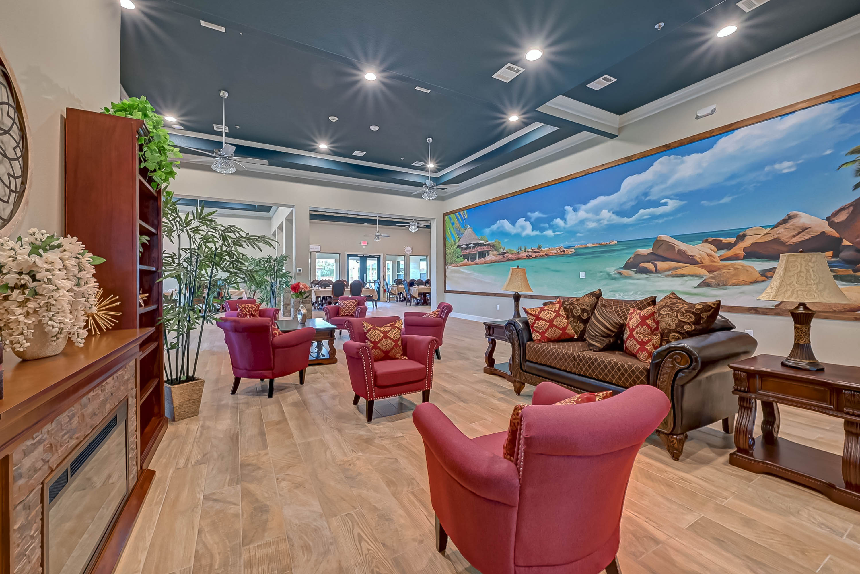 Comfortable lounge and common area at Affectionate Care assisted living in Richmond Texas